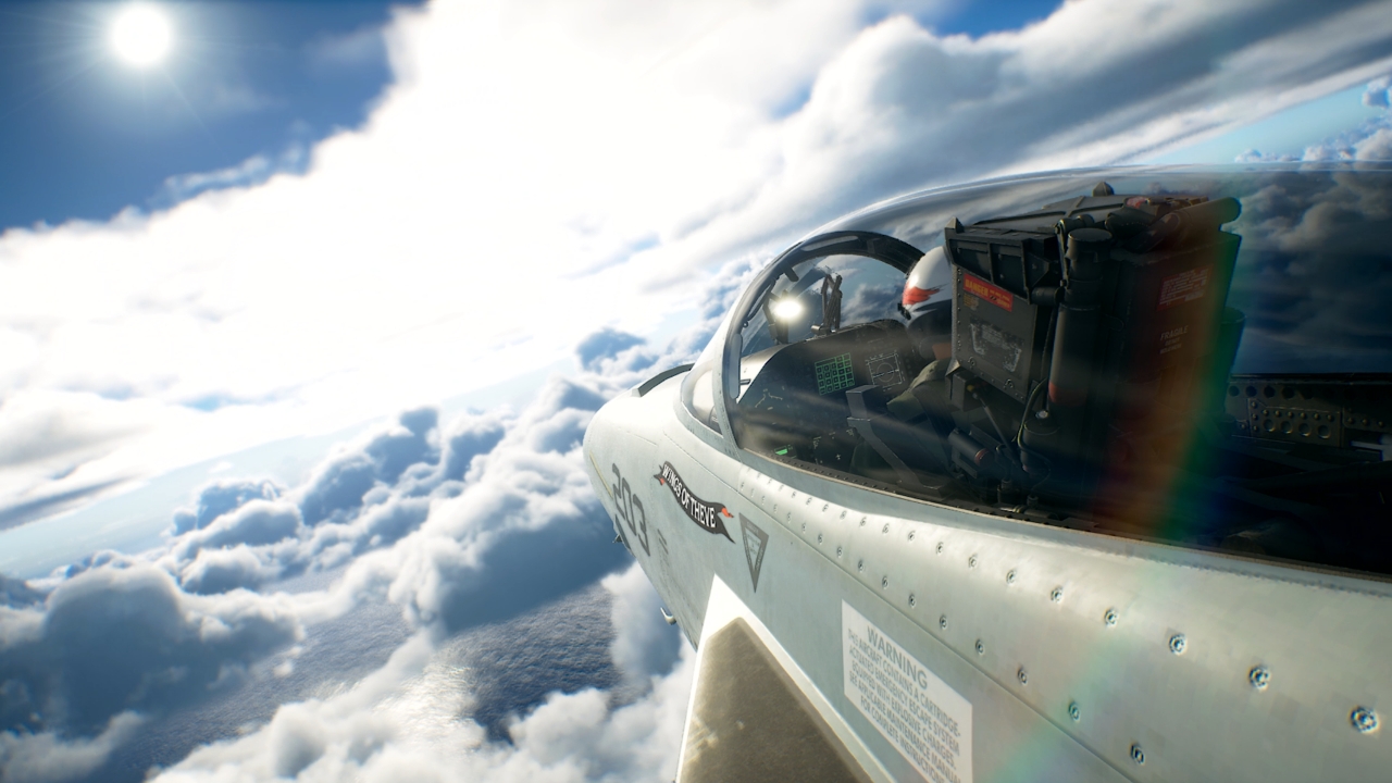 Un avion de chasse survole le champ de bataille d’ACE COMBAT 8