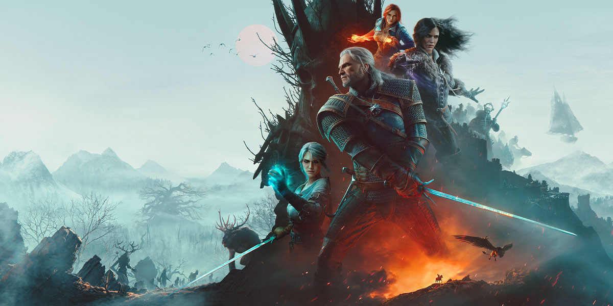 Geralt de Riv dans le monde ouvert de The Witcher 3: Wild Hunt.
