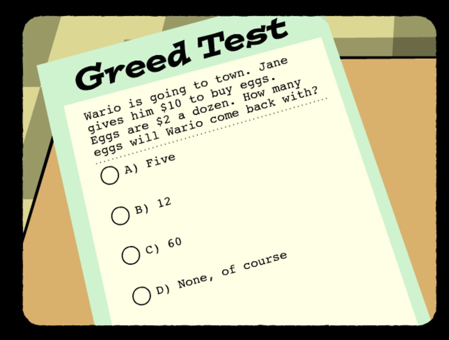 Illustration de Greed School Test