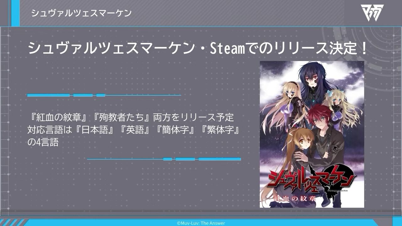 【マブラヴ】『シュヴァルツェスマーケン』Steam版がリリース決定。『紅血の紋章』『殉教者たち』の2タイトルが登場