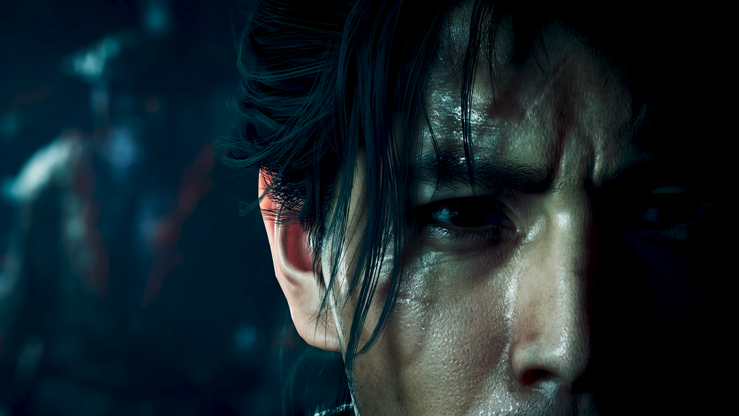 A close-up of Onimusha's samurai Miyamoto Musashi